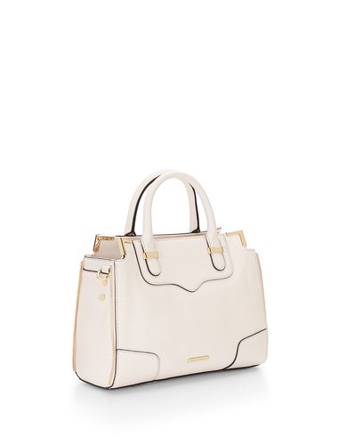 Rebecca Minkoff Studded Satchel in Natural - Lyst