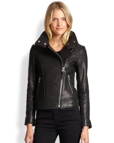 mackage black leather jacket