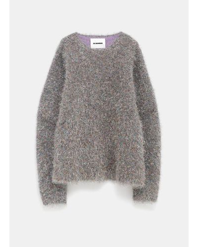 Jil Sander Shaggy Multicolor Lurex Sweater - Gray