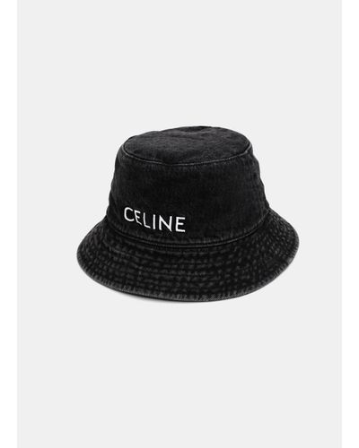 Celine Denim Bucket Hat in Black | Lyst