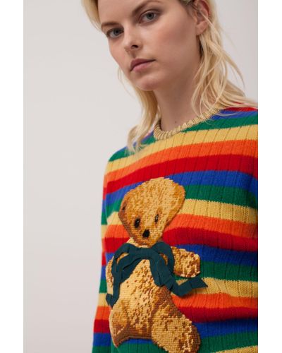 Gucci Felted Jersey Sweatshirt with Teddy Bear - Bergdorf Goodman