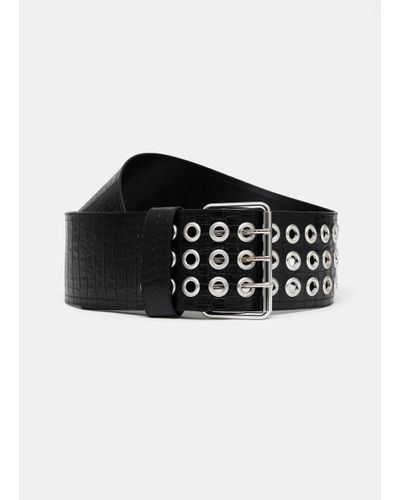 Vaquera stud-embellished Foiled Leather Belt - Farfetch