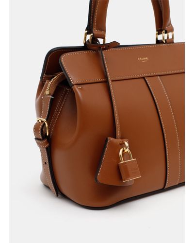 Celine Small Cabas De France In Shiny Calfskin in Brown | Lyst