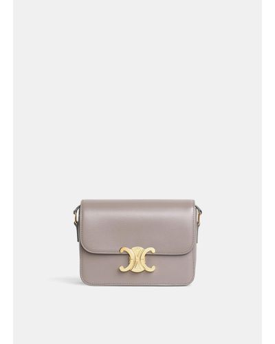 Celine Leather Teen Triomphe Bag in Grey (Gray) | Lyst