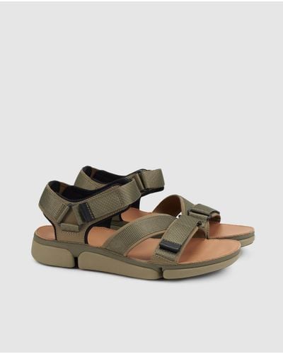Clarks Green Sandals With Adhesive Strap Fastening for Men - Lyst