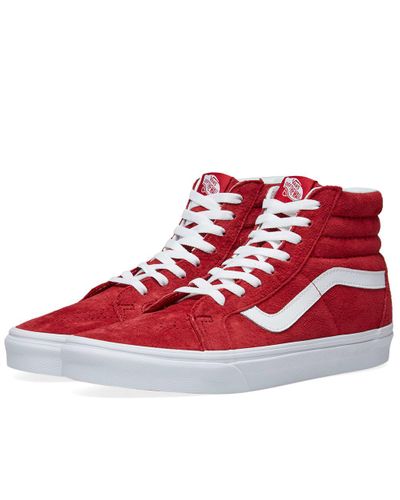 Vans Canvas Sk8-hi Reissue Pig Suede in Red/White (Red) for Men | Lyst