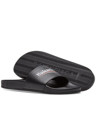 Balenciaga Printed Leather Slides in Black for Men - Lyst