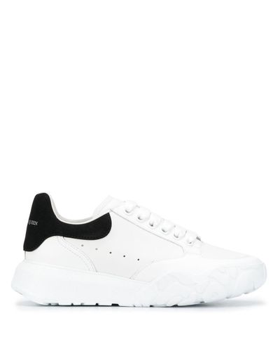 alexander mcqueen white leather court sneakers