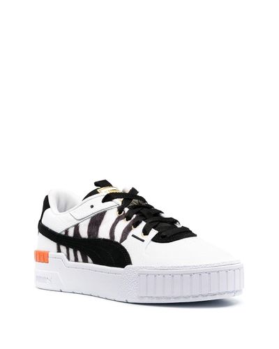 PUMA Leather Cali Sport Wild Cats Trainers in White | Lyst