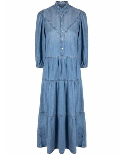 Ba&sh Panelled Denim Dress in Blue - Lyst