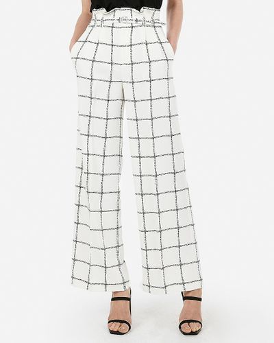 wide leg windowpane pants