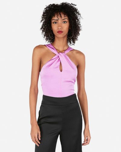 Express Satin Twist Tie Back Crop 