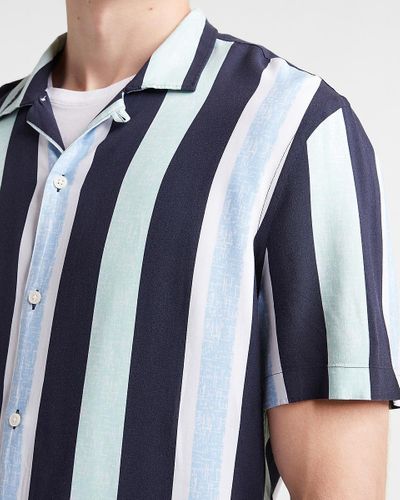slim striped rayon short sleeve shirt