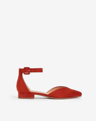 red flat sandals with ankle strap