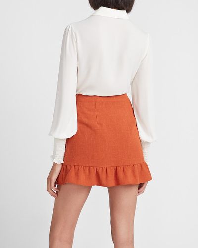 orange ruffle mini skirt
