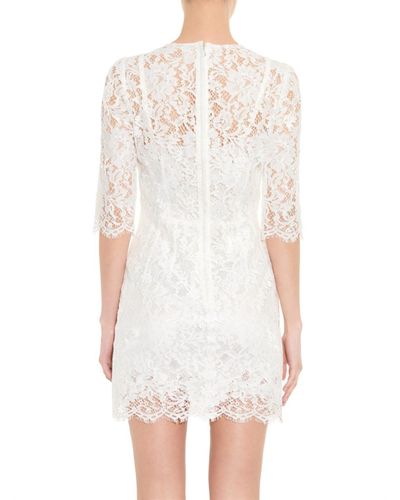 Dolce & Gabbana Corded Floral-Lace Mini Dress in White | Lyst