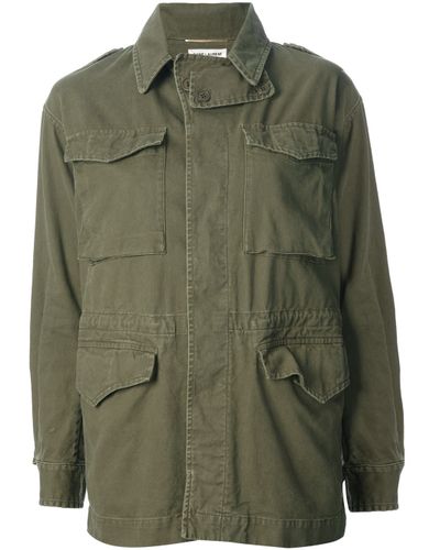 Saint Laurent Washed Field Jacket in Green - Lyst