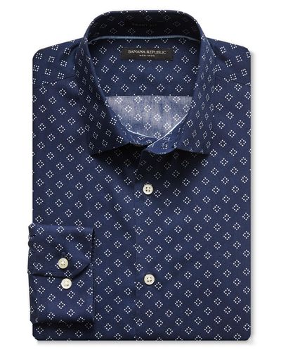 Banana Republic Grant-fit Non-iron Diamond Dot Shirt in Blue for Men | Lyst