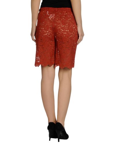 Erika Cavallini Semi Couture Lace Bermuda Shorts in Brick Red (Red) - Lyst
