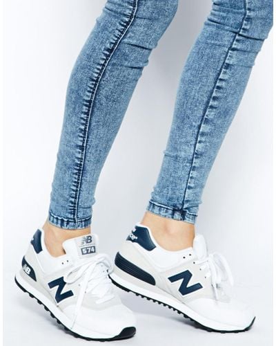 new balance 574 white and navy
