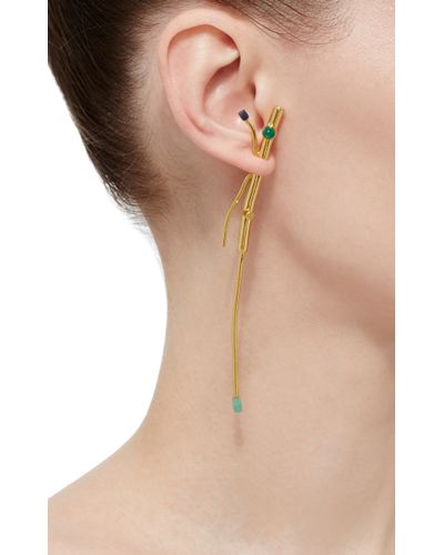 Paula Mendoza Emerald And Lapis Lazuli Earrings Lyst