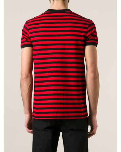 saint laurent red striped t shirt