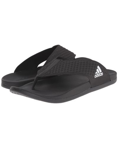 adidas men's adilette sc black & white flip flops