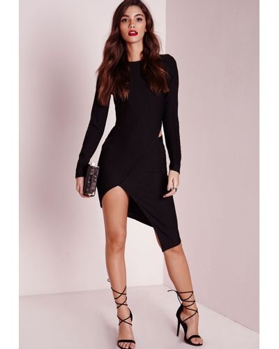 black asymmetric dress long sleeve