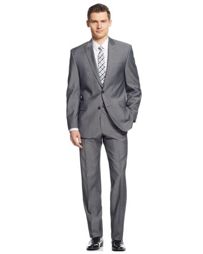 calvin klein light gray suit