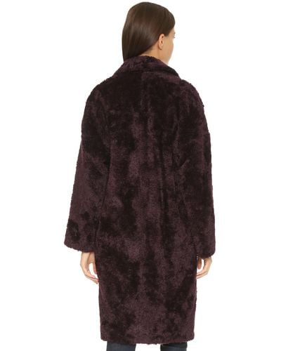 Whistles Teddie Faux Fur Cocoon Coat Bordeaux In Purple Lyst