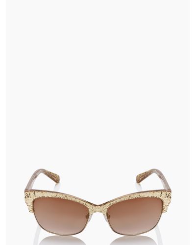 Kate Spade Shira Sunglasses In Gold Glitter Natural Lyst
