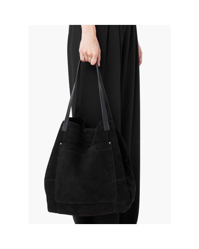 black suede shopper bolsa