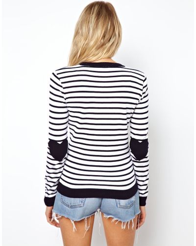 Striped sweater with elbow patches Clearance