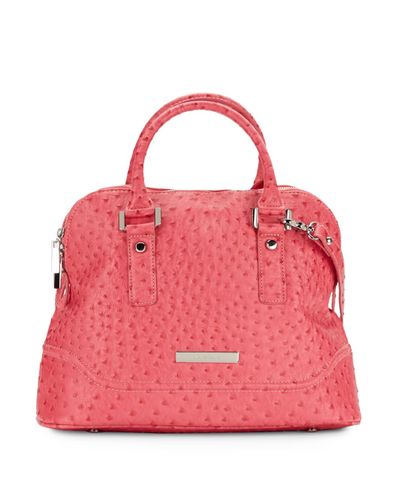 Ivanka Trump Ava Dome Ostrich-embossed Faux Leather Satchel in Fuchsia  (Purple) - Lyst