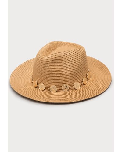 Bebe Coin Band Panama Hat In Tan Brown Lyst