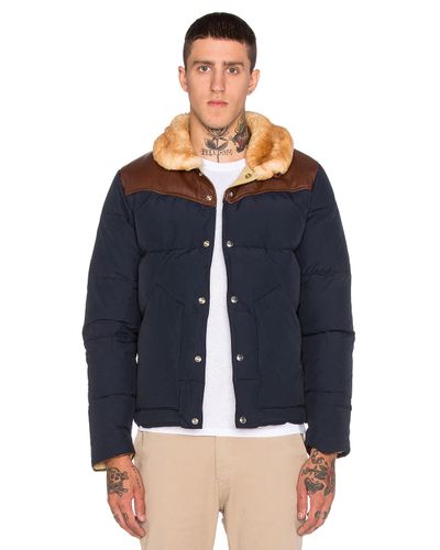 Penfield Rockwool Leather And Shearling Yoke Down Jacket in Navy (Blue) for  Men - Lyst