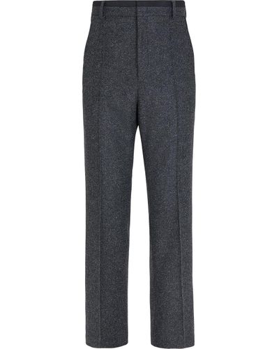 Fendi Tweed Tailored Trousers in Grey (Gray) for Men - Lyst
