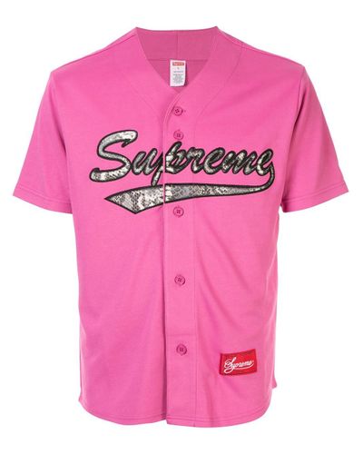 Supreme Logo Baseball Jersey in Pink for Men - Lyst