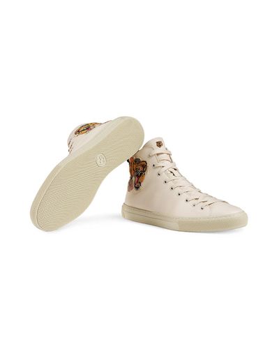 Zapatillas altas de piel con motivo de tigre Gucci de Cuero de color Blanco  para hombre | Lyst