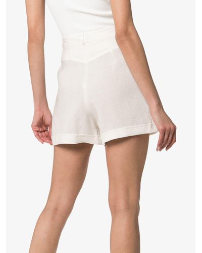 Le Kasha Cashmere Cesaree Pleated Line Shorts in White - Lyst