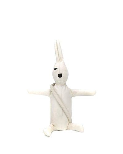 Rick Owens Leather Monster Rabbit Crossbody Bag in White for Men - Lyst