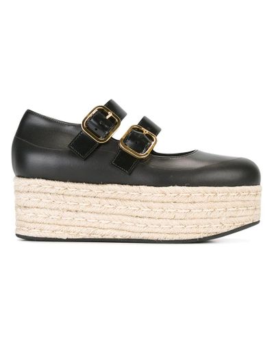 Marni Leather Mary Jane Platform Espadrilles in Black | Lyst