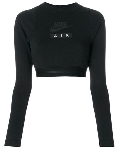 Nike Cotton Air Cropped Long-sleeve Top in Black - Lyst