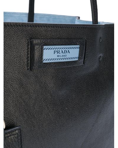 Prada Leather Etiquette Tote Bag in Black - Lyst
