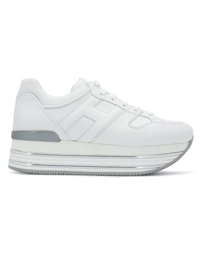 Hogan Leather Platform Sneakers in White | Lyst