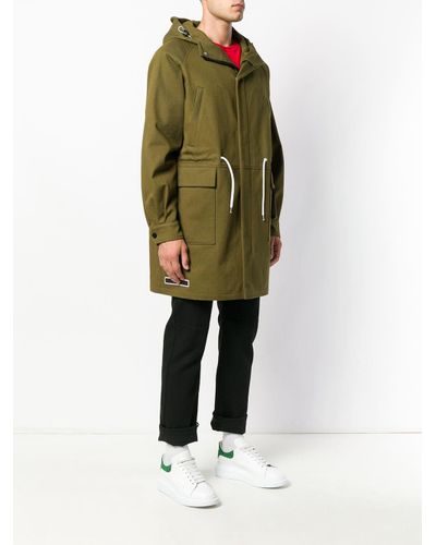 MSGM Wool Parka Coat in Green for Men - Lyst