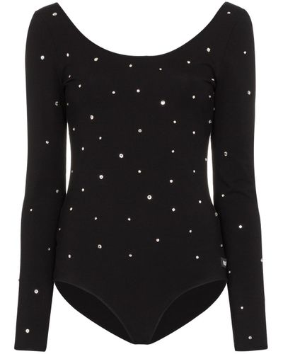 Miu Miu Synthetic Crystal-embellished Bodysuit in Black - Lyst