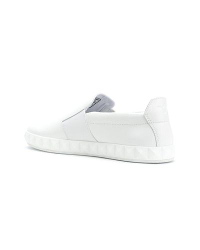 Emporio Armani Leather Slip-on Sneakers in White | Lyst