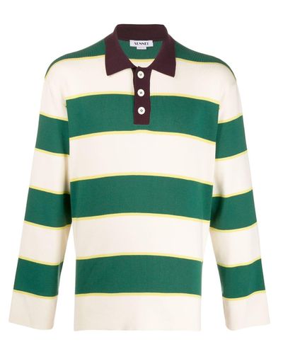 Sunnei Cotton Stripe Pattern Polo Shirt in Green for Men - Lyst