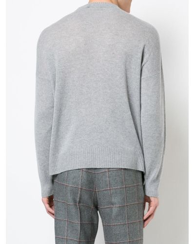Prada Cashmere Graphic Print Jumper in Grey (Gray) for Men - Lyst